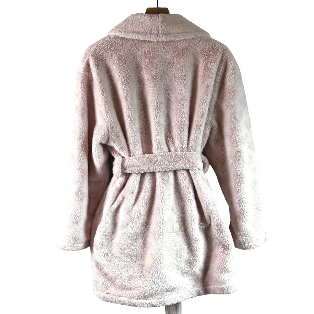 Pottery Barn Teen Soft Plush Fuzzy‎ Robe Cozy Pink S/M Fully Lined Warm